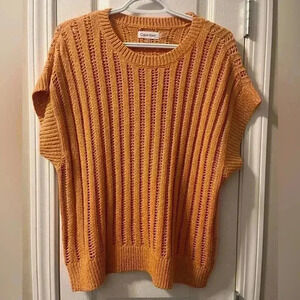 Calvin Klein Open Weave Short-Sleeve Sweater | Size  Medium